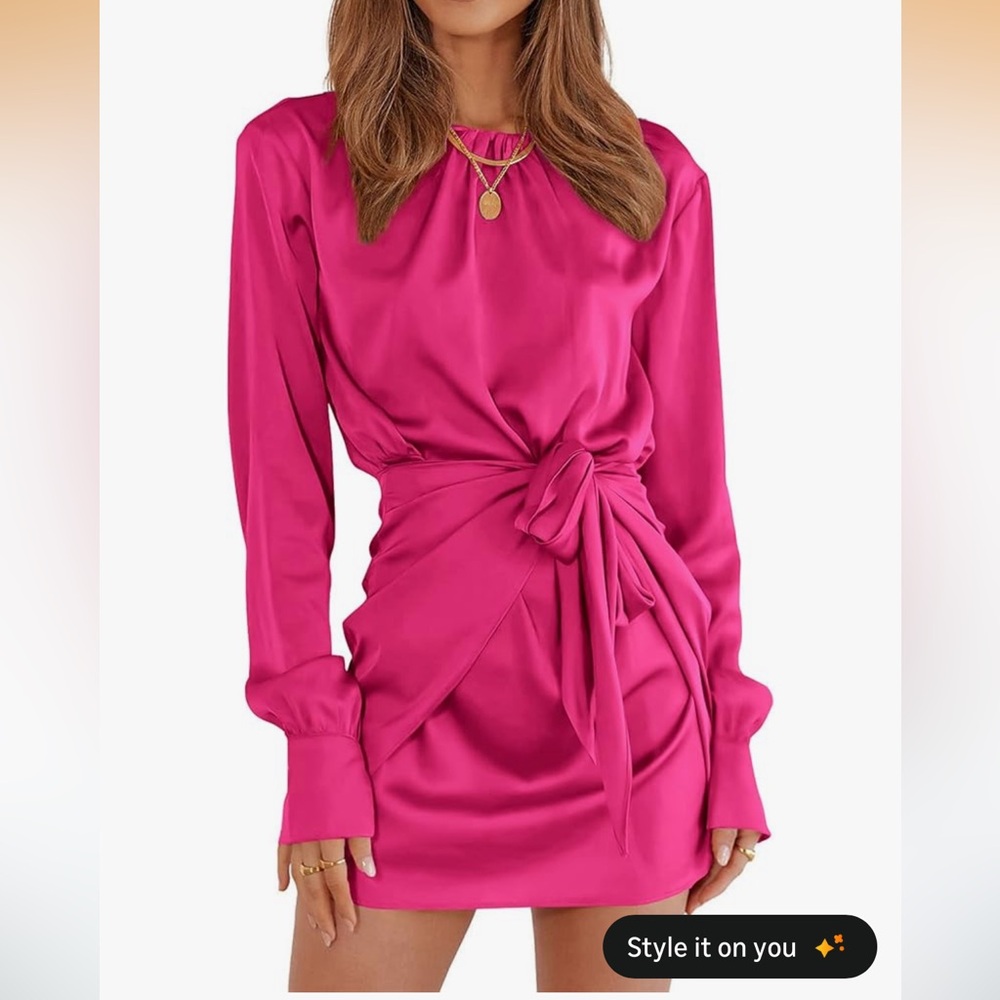 Pretty Garden Fuchsia Long Sleeve Dress NWT
